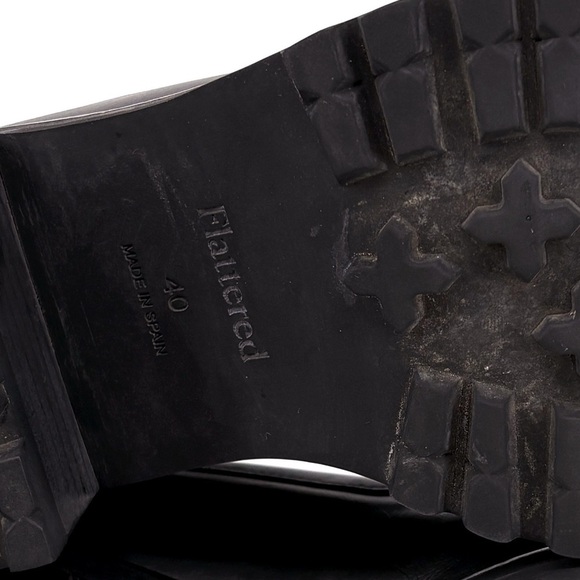 FLATTERED | Saga Black Leather Chunk Lug Sole Heeled Loafers | Sz 10 - Picture 15 of 16